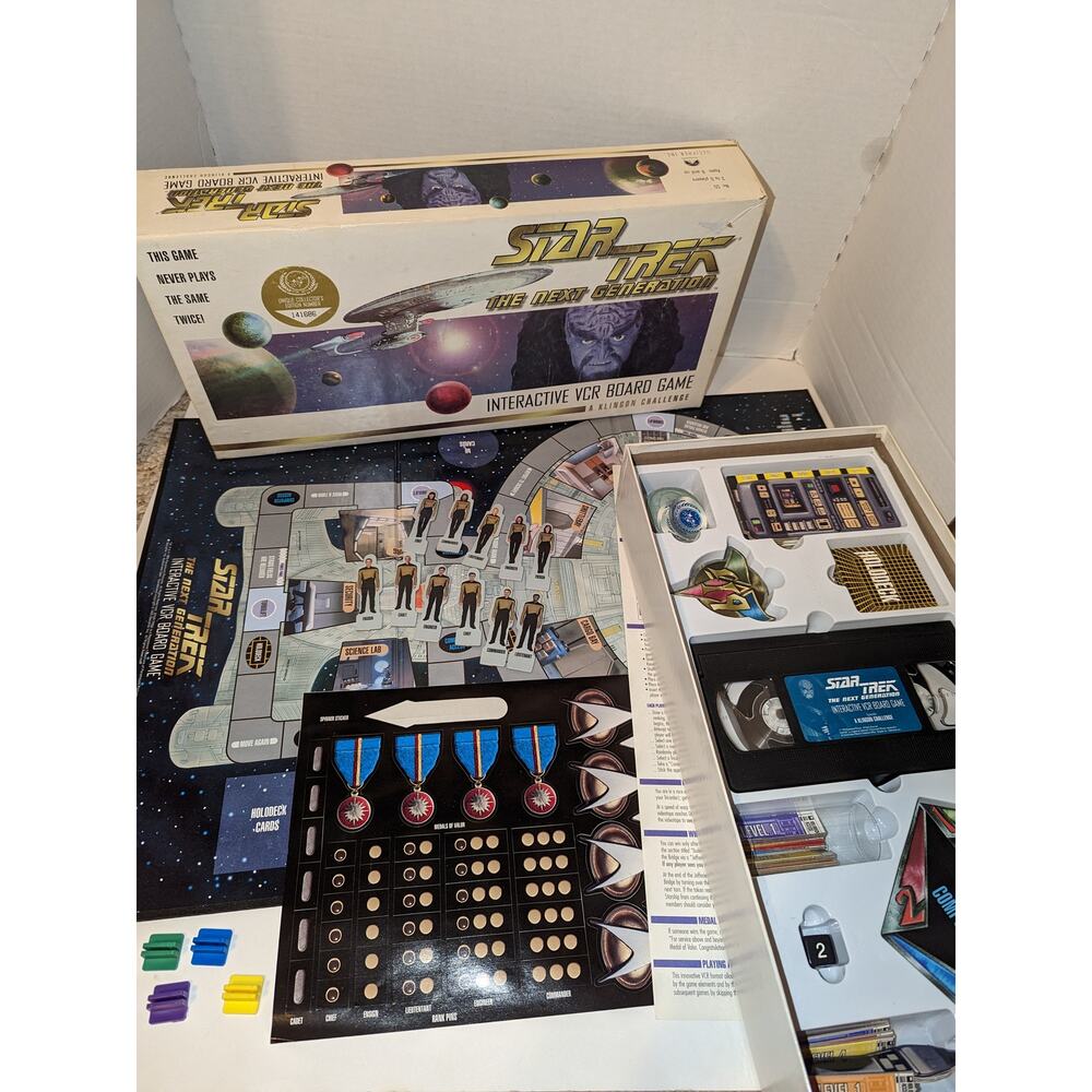 Vintage 1993 Star Trek The Next Generation Interactive VCR Board Game
